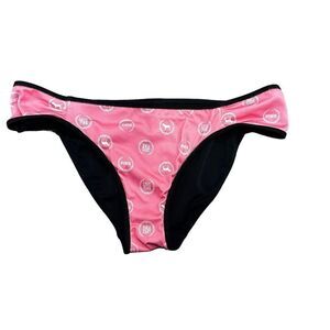 Victorias Secret Love Pink Logo Dog Swim Bikini Bottoms Sz Medium 2013 Black